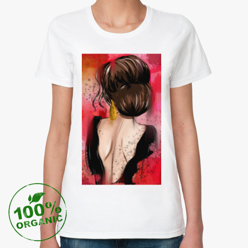 Женская футболка из органик-хлопка с принтом Девушка в черном..