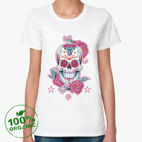 Женская футболка из органик-хлопка Flower skull