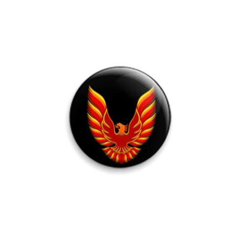 Значок 25мм с принтом Firebird black