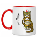 Двухцветная кружка кот Медун  из серии &#039;Military cats&#039;