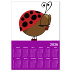 Календарь A2 2026, фиолетовый Божья коровка