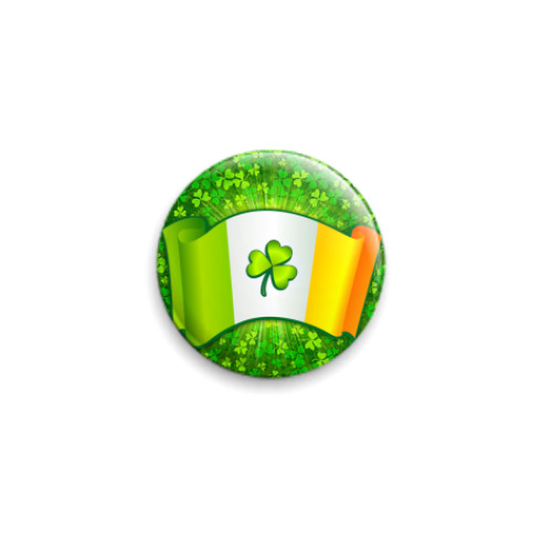 Значок 25мм с принтом Ирландский флаг