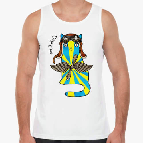 Майка с принтом кот ВиВаСя  из серии 'Military cats'