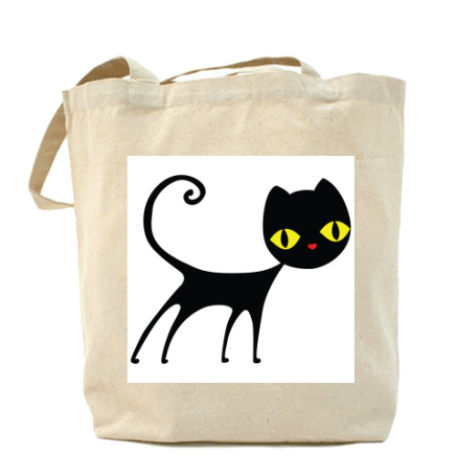 Сумка шоппер с принтом Черный кот