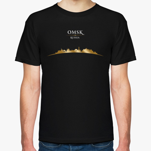Футболка с принтом Омск Россия, силуэт города