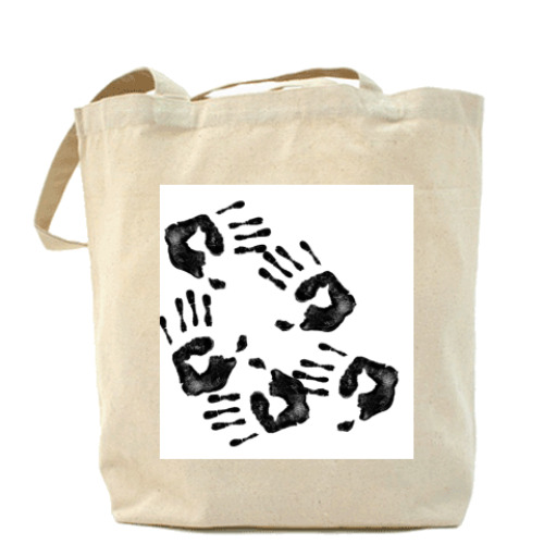Сумка шоппер с принтом следы от рук