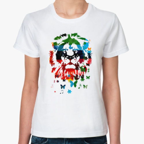 Классическая футболка с принтом Лев и... бабочки