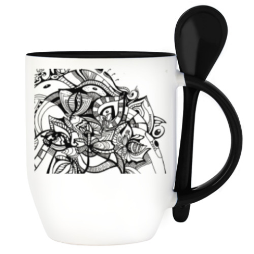 Кружка с ложкой Волшебный цветок