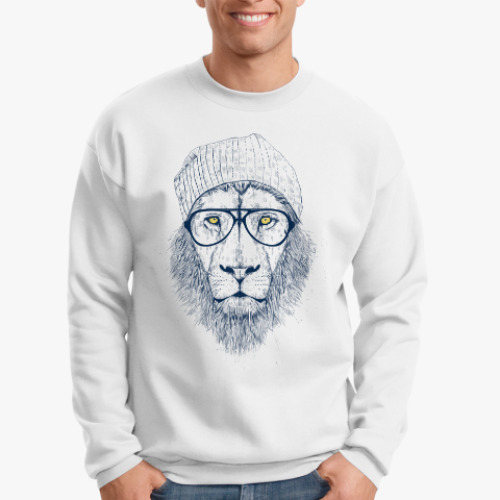 Свитшот с принтом Крутой лев хипстер