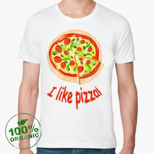 Футболка из органик-хлопка с принтом Пицца