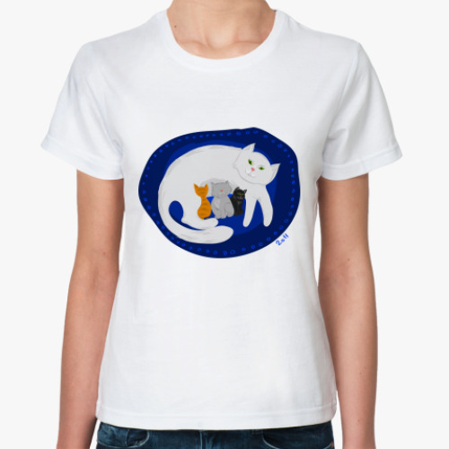 Классическая футболка с принтом кошка