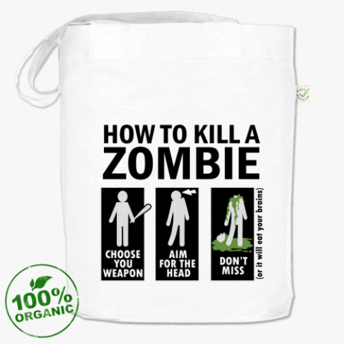 Сумка шоппер с принтом Зомби.how to kill a zombie