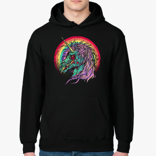 Толстовка худи с принтом Зомби единорог