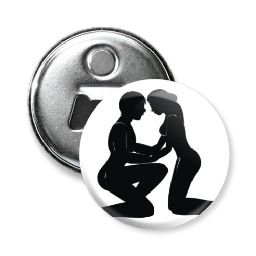 Магнит-открывашка с принтом пара силуэт