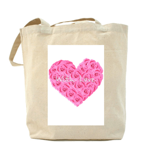 Сумка шоппер с принтом 'Сердце из роз'