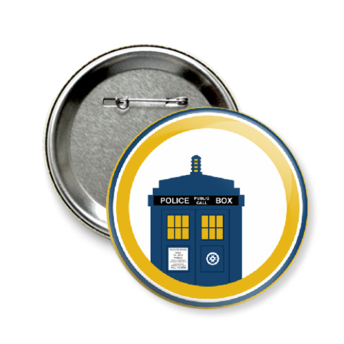 Значок 58мм с принтом Доктор Кто