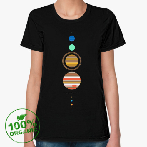 Женская футболка из органик-хлопка Солнечная система минимализм