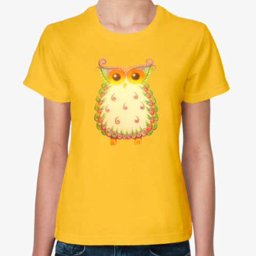 Женская футболка с принтом Теплая сова из Индии