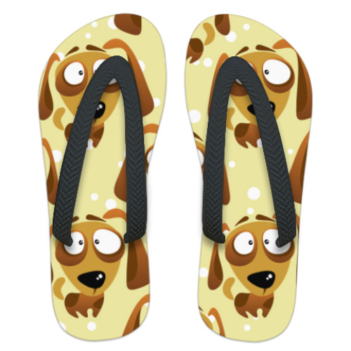 Шлепанцы (сланцы) с принтом Смешные собачки