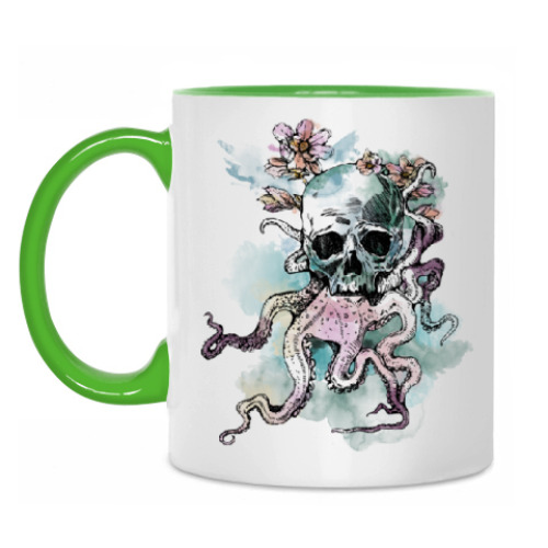 Кружка с принтом Череп-кальмар