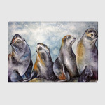 Холст с тюленями. Печать с акварельного оригинала