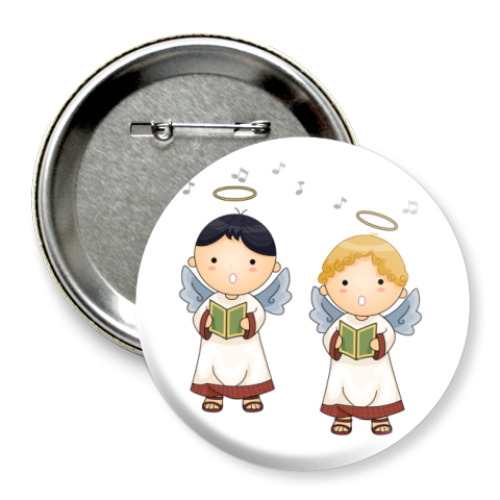 Значок 75мм с принтом   Ангелочки