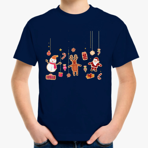 Детская футболка с принтом Новогодние печеньки