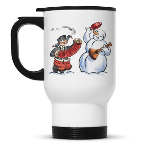 Кружка-термос с принтом Новый год