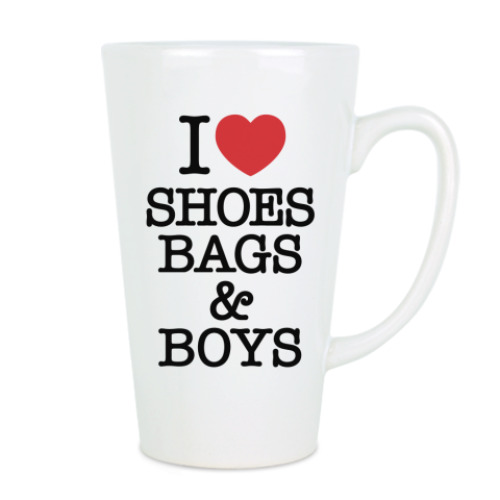 Чашка Латте с принтом I love shoes, bags & boys