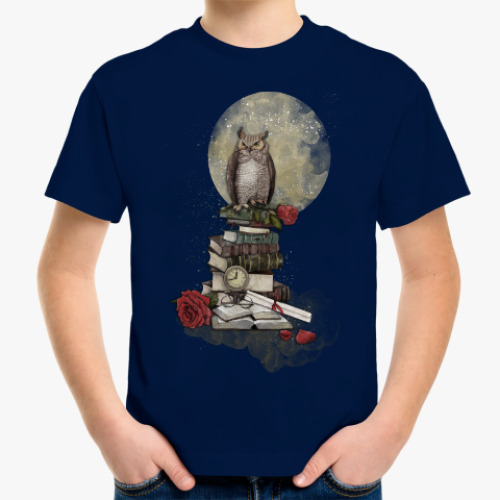 Детская футболка Мудрая сова и книги