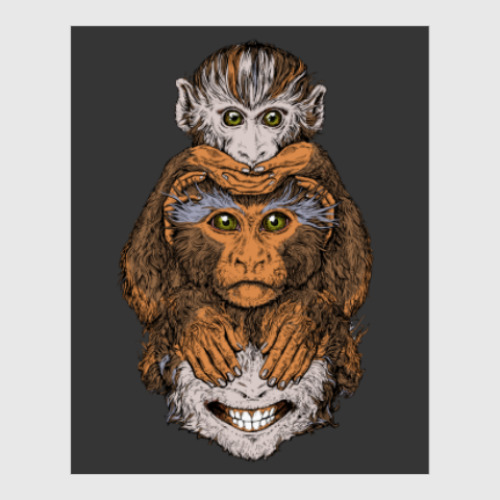 Постер Три обезьяны символ года
