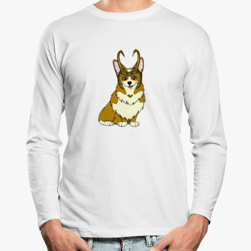 Лонгслив с принтом Корги Локи