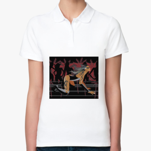 Женская рубашка поло (печать) с принтом Тропический сейшн