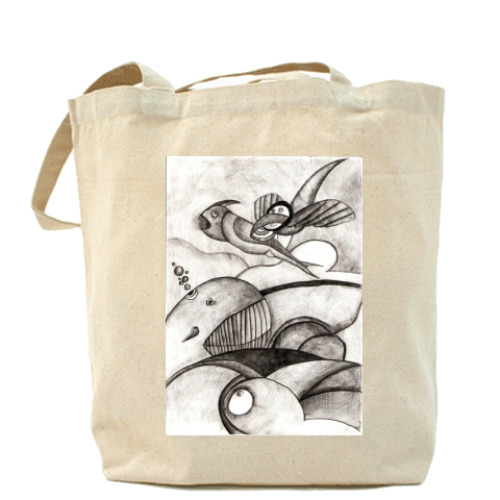 Сумка шоппер с принтом fly