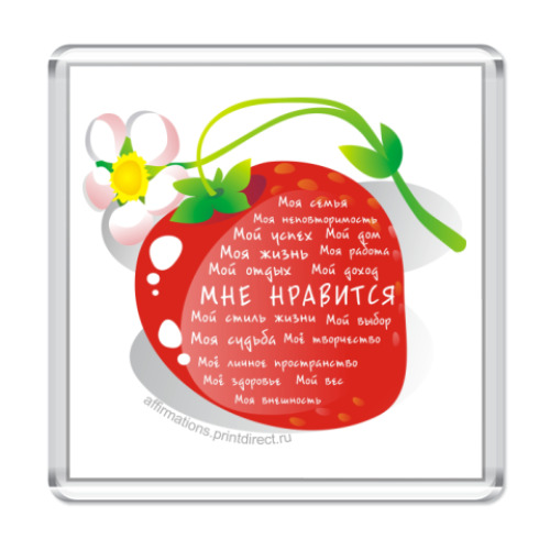 Магнит с принтом Клубника.