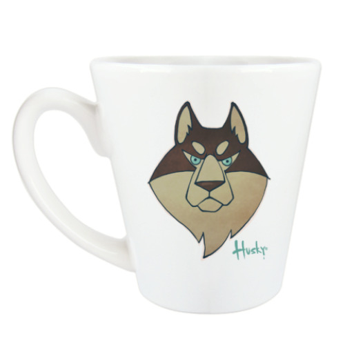 Чашка Латте с принтом Хаски