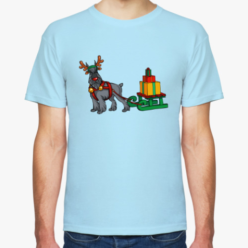 Футболка с принтом Новогодний Шнауцер