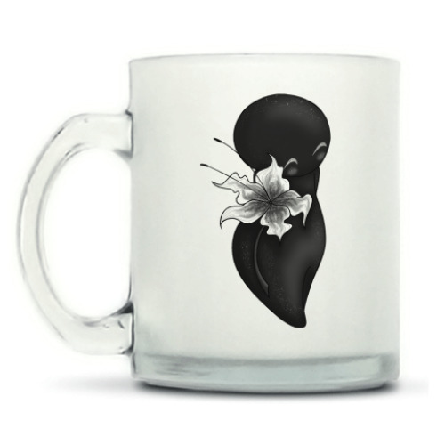 Кружка матовая с принтом Тень с цветочком