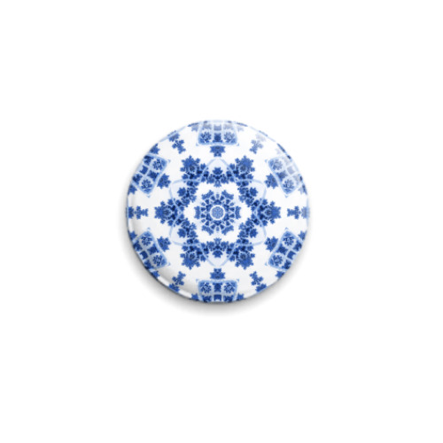 Значок 25мм с принтом  Снежинка