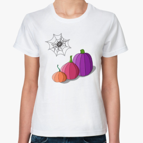 Классическая футболка Хеллоуинские тыквы