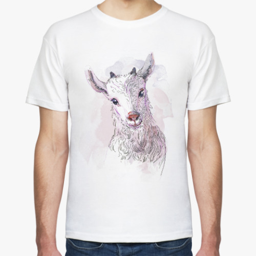 Футболка с принтом Акварельная козочка