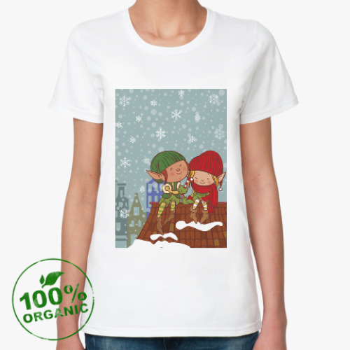 Женская футболка из органик-хлопка с принтом эльфы