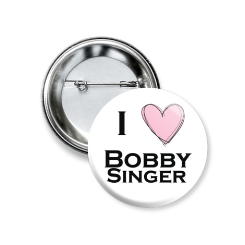 Значок 37мм  I love Bobby