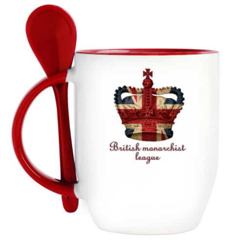 Кружка с ложкой с принтом British crown