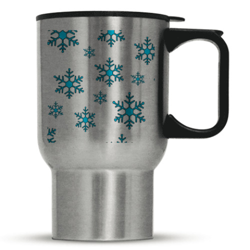 Кружка-термос с принтом "Снежинки"