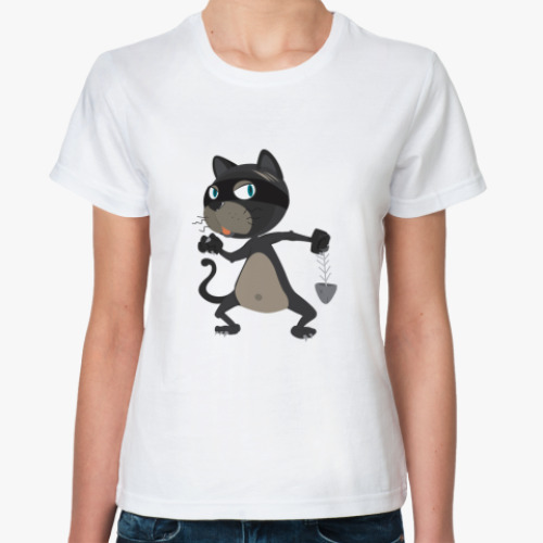 Классическая футболка с принтом  Кот