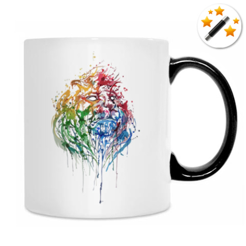 Кружка-хамелеон с принтом Лев
