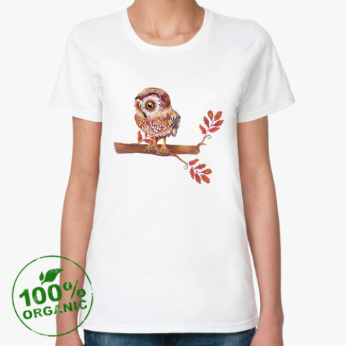 Женская футболка из органик-хлопка Совенок, сова, owl
