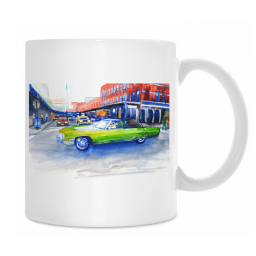 Кружка с принтом Крутая машина на 14-ой улице Нью Йорка