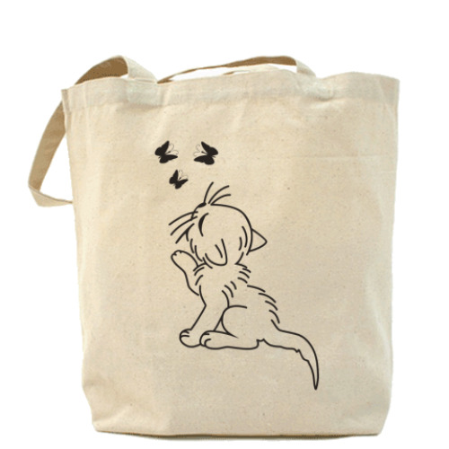 Сумка шоппер с принтом Котенок.